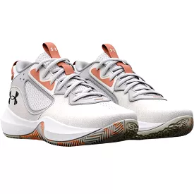 Under Armour Adult UA Lockdown 6 Basketball Shoes - White/Bubble Peach/Black