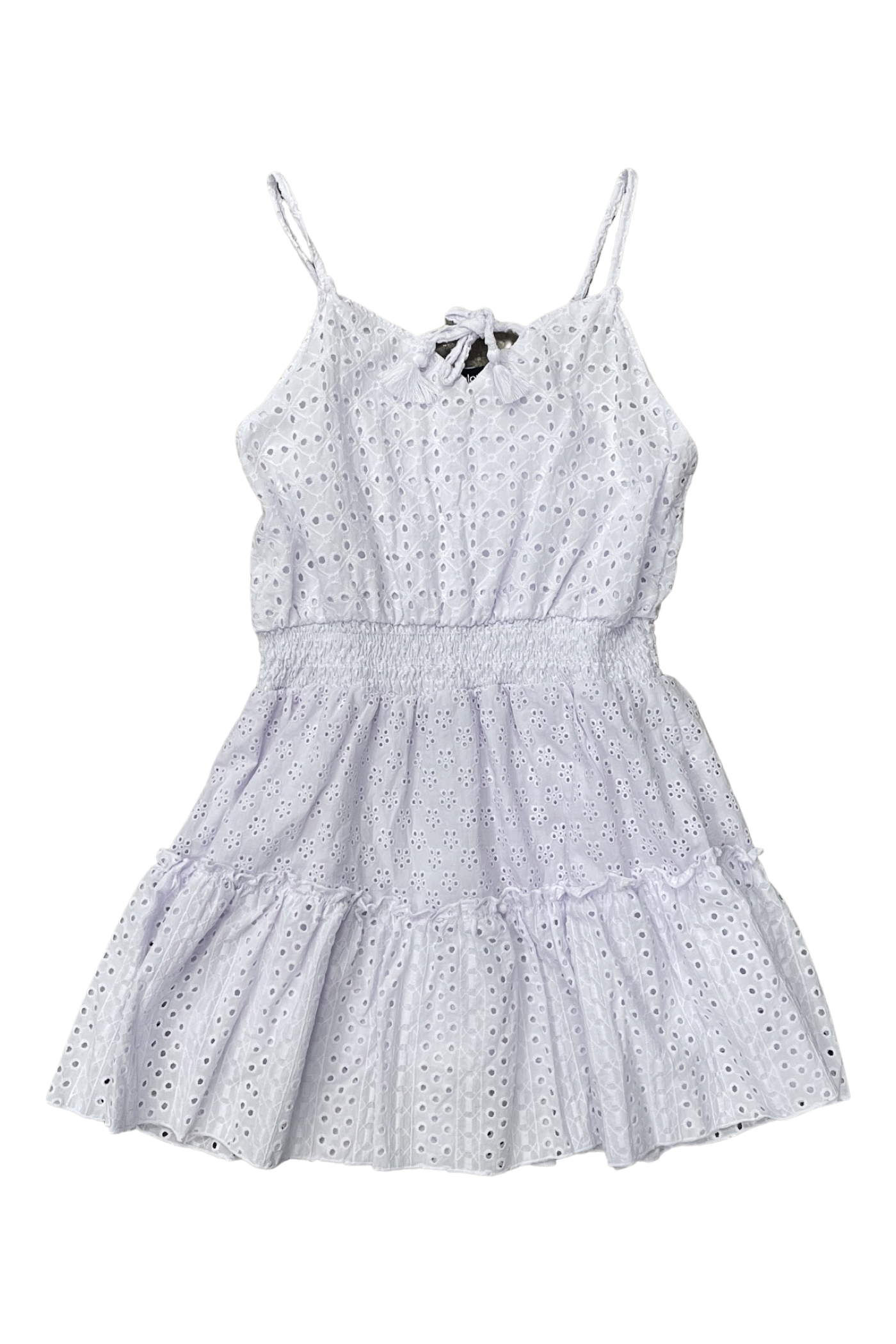 White Eyelet V-Neck Dress