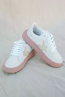 White Sneakers With Pink Sole