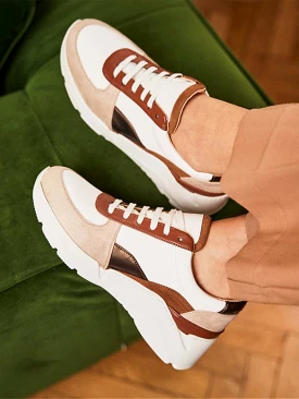 Zigzag Vegan Leather Sneakers | Cappuccino